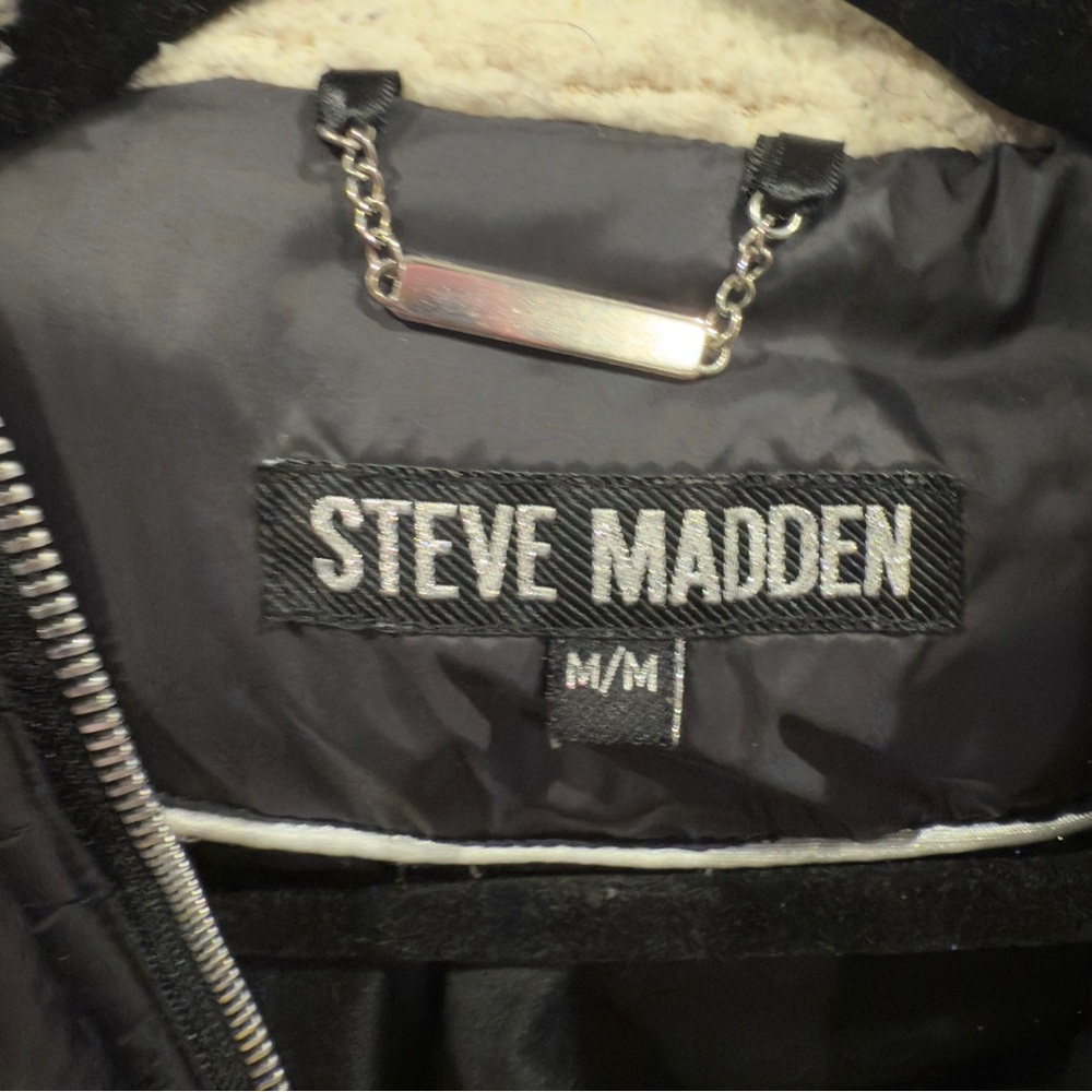 Steve Madden Black Hooded Winter Parker Coat Jacket Women Size M - Picture 11 of 16
